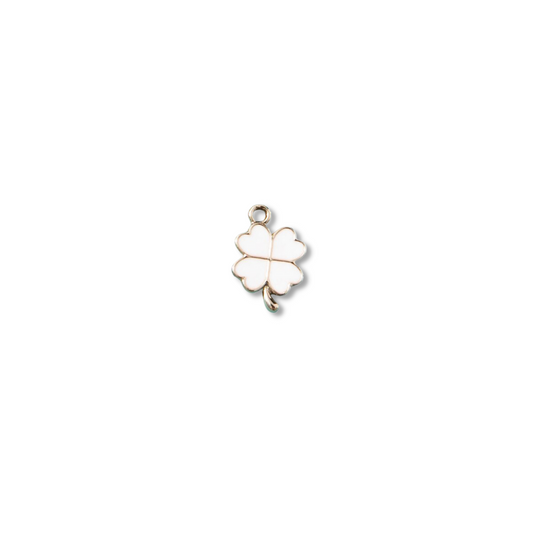 WHITE 4 LEAF CLOVER CHARM