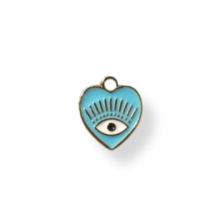 Blue Evil Eye Mati Heart Charm