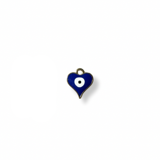 Dark Blue Evil Eye Love Heart Charm