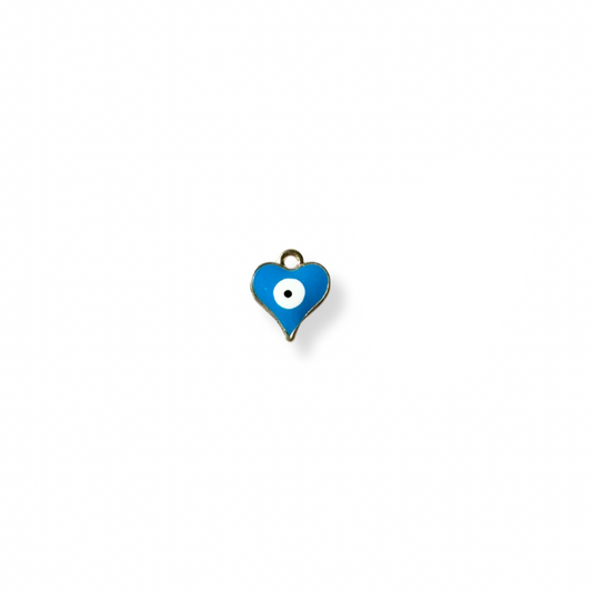 Light Blue Evil Eye Love Heart Charm